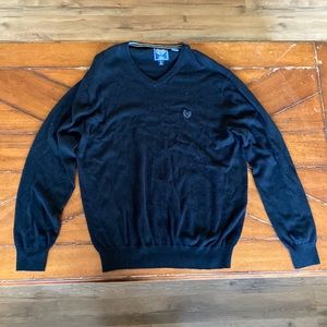 Chaps Men's Cashmere-Blend V-Neck Long Sleeve Sweater Size Large Black